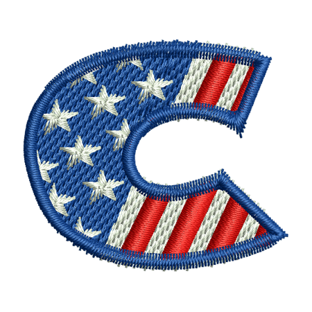 Star Spangled Letter C Embroidered Appliques Back Patch