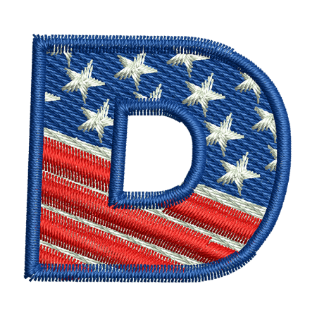 Star Spangled Letter D Embroidery Stitch Back Patch