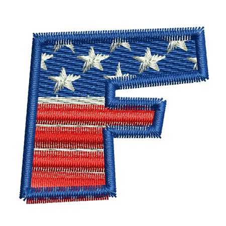 Star Spangled Letter F Embroidery Digitizing Patches For Clothes