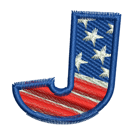Star Spangled Letter J Embroidery Digitizing Jean Patches