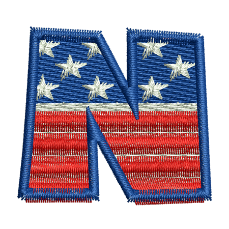 Star Spangled Letter N Embroidery On Clothes Heat Patches