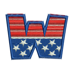 Star Spangled Letter W Embroidery On Shirts