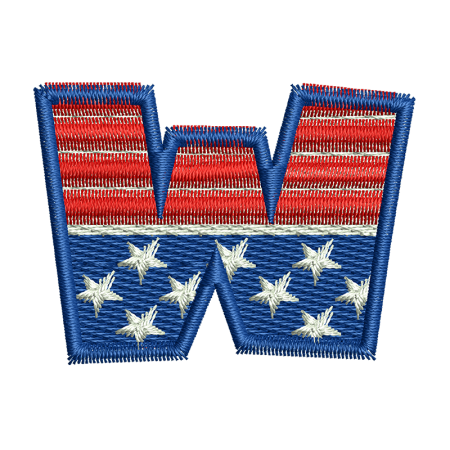 Star Spangled Letter W Embroidery On Shirts