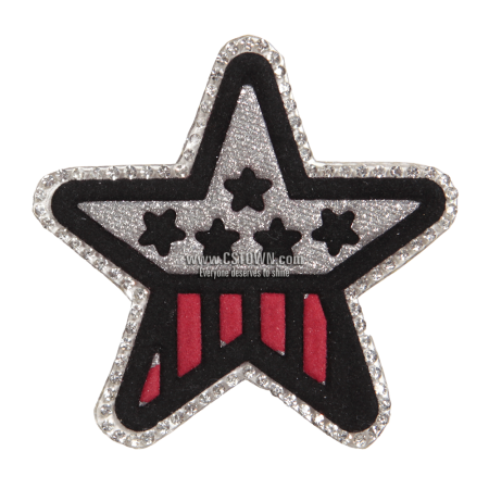 Fabric Surface Star Patch with Glitter and Rhinestones