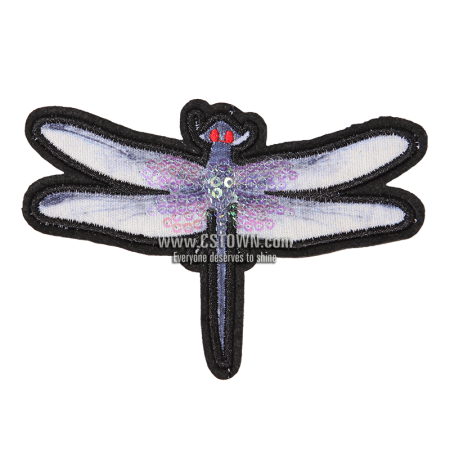 Vivid Dragonfly with Sequin Embroidery Patch