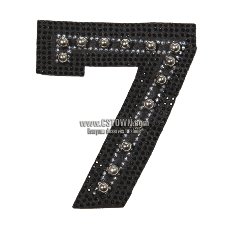 Black Seven Number Themed Applique Patch