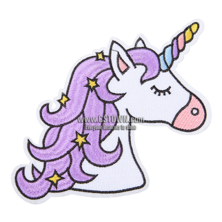 Cartoon Purple Unicorn Embroidery Patch