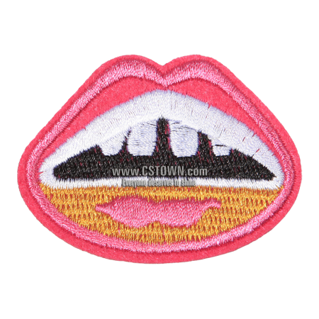 Custom Embroidery Pink Lip Patch