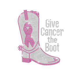 Stock Breast Cancer Boots Hotfix Rhinestone Designs