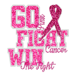 Go Fight and Win Pink Ribbon Hot Fix Design