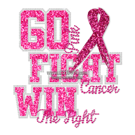 Go Fight and Win Pink Ribbon Hot Fix Design