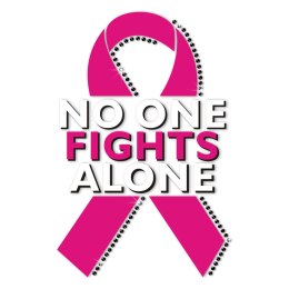 No One Fights Alone Pink Ribbon Motif Custom Heat Transfer