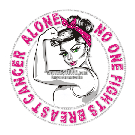 No One Fights Breast Cancer Alone Custom Heat Transfer