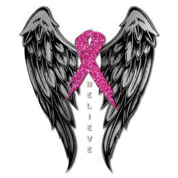 Believer with Wings Pink Ribbon for Breast Cancer Heat Transfer