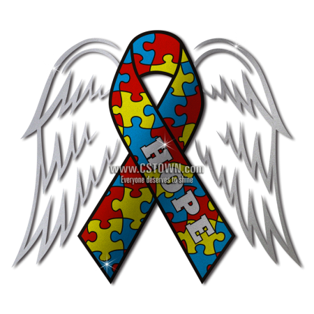 Colorful Ribbon for Cancer Awareness Hope with Wings Transfer