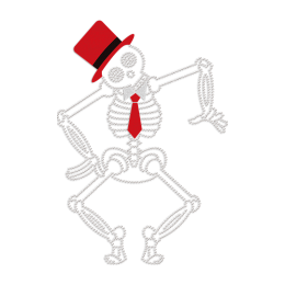 Skeleton Gentleman  Rhinestone Heat Transfer