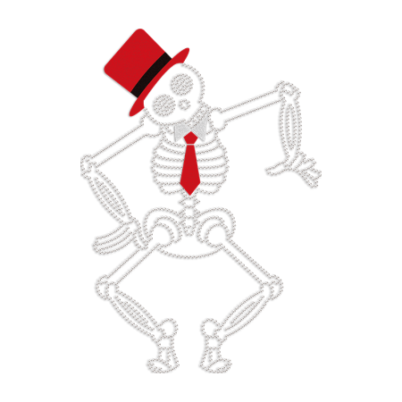 Skeleton Gentleman  Rhinestone Heat Transfer