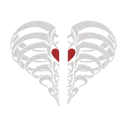 Heart in Skeleton Rhinestone & Glitter Heat Transfer