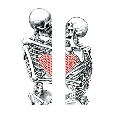 Lovers Skeletons with Heart Rhinestone & PU Heat Transfer
