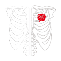 Skeleton with Rose in Heart Rhinestone & PU Heat Transfer