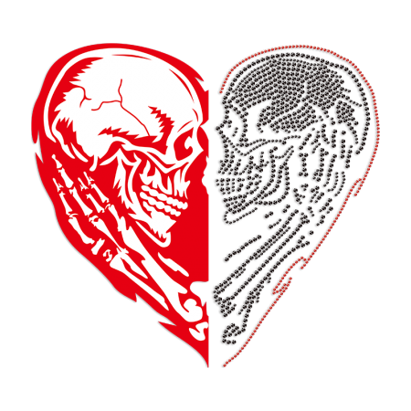 Skeleton Heart Rhinestone & PU Heat Transfer