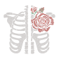 Rose in Skeleton Heart Iron on Rhinestone Transfer