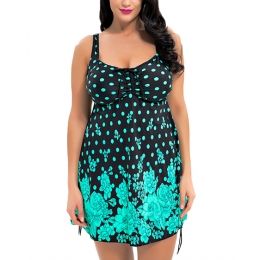 Over Size Ruched Skirted Cover Up Swimdress One Piece Illusion