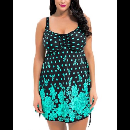 Over Size Ruched Skirted Cover Up Swimdress One Piece Illusion