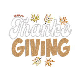 Thanksgiving Iron on Gliter Rhinestone Transfer