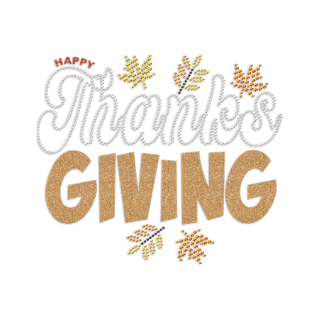 Thanksgiving Iron on Gliter Rhinestone Transfer