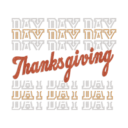 Thanksgiving Day Iron on Glitter Rhinestone Transfer