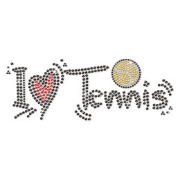 I Love Tennis Lovely Bling Custom Rhinestone Transfer