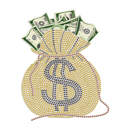 Dollars in Bag Rhinestone & PU Heat Transfer