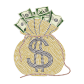 Dollars in Bag Rhinestone & PU Heat Transfer