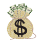 Dollars in Bag Rhinestone & PU & Glitter Heat Transfer