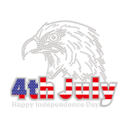 4th of July with Bald Eagle Iron on Rhinestone and PU Transfer