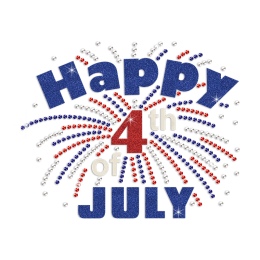 Happy 4th of July Iron on Rhinestone and Glitter Transfer