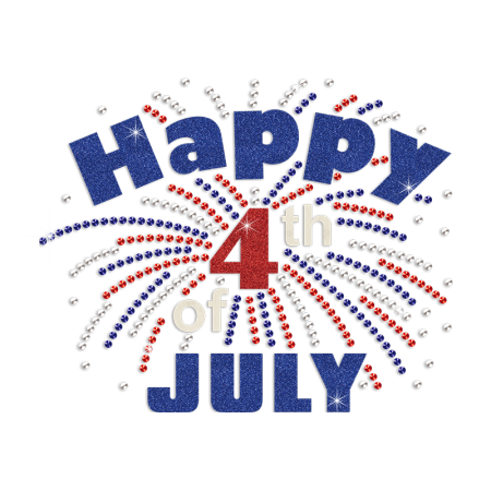 Happy 4th of July Iron on Rhinestone and Glitter Transfer