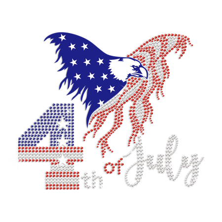 4th of July with Bald Eagle Iron on Rhinestone and PU Transfer