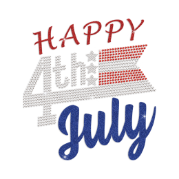 Happy July 4th Iron-on Rhinestone and Glitter Transfer