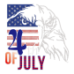 4th of July with Bald Eagle and Flag Iron on Rhinestone and Glitter and PU Transfer