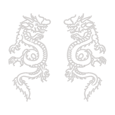 Crystal Two Dragons Rhinestone Iron on Transfer