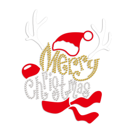 Merry Christmas PU &  Rhinestone Heat Transfer