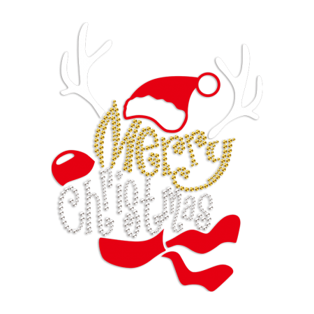 Merry Christmas PU &  Rhinestone Heat Transfer