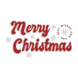 Merry Christmas Glitter & Rhinestone Heat Transfer