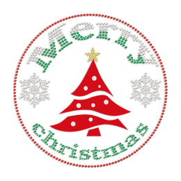 Merry Christmas Tree Glitter & Rhinestone Heat Transfer