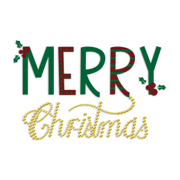 Merry Christmas PU & Rhinestone Heat Transfer