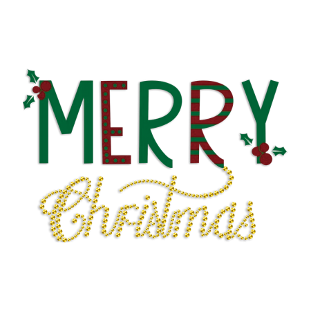 Merry Christmas PU & Rhinestone Heat Transfer