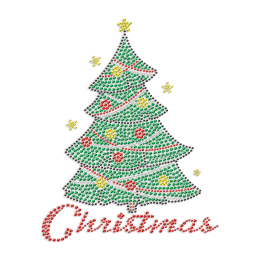 Christmas Tree Rhinestone Heat Transfer