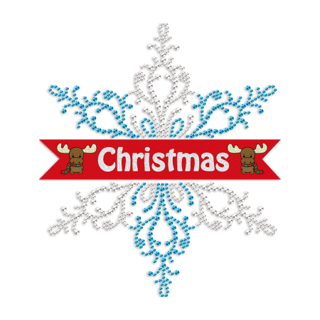 Christmas Snowflake Glitter & Rhinestone Heat Transfer